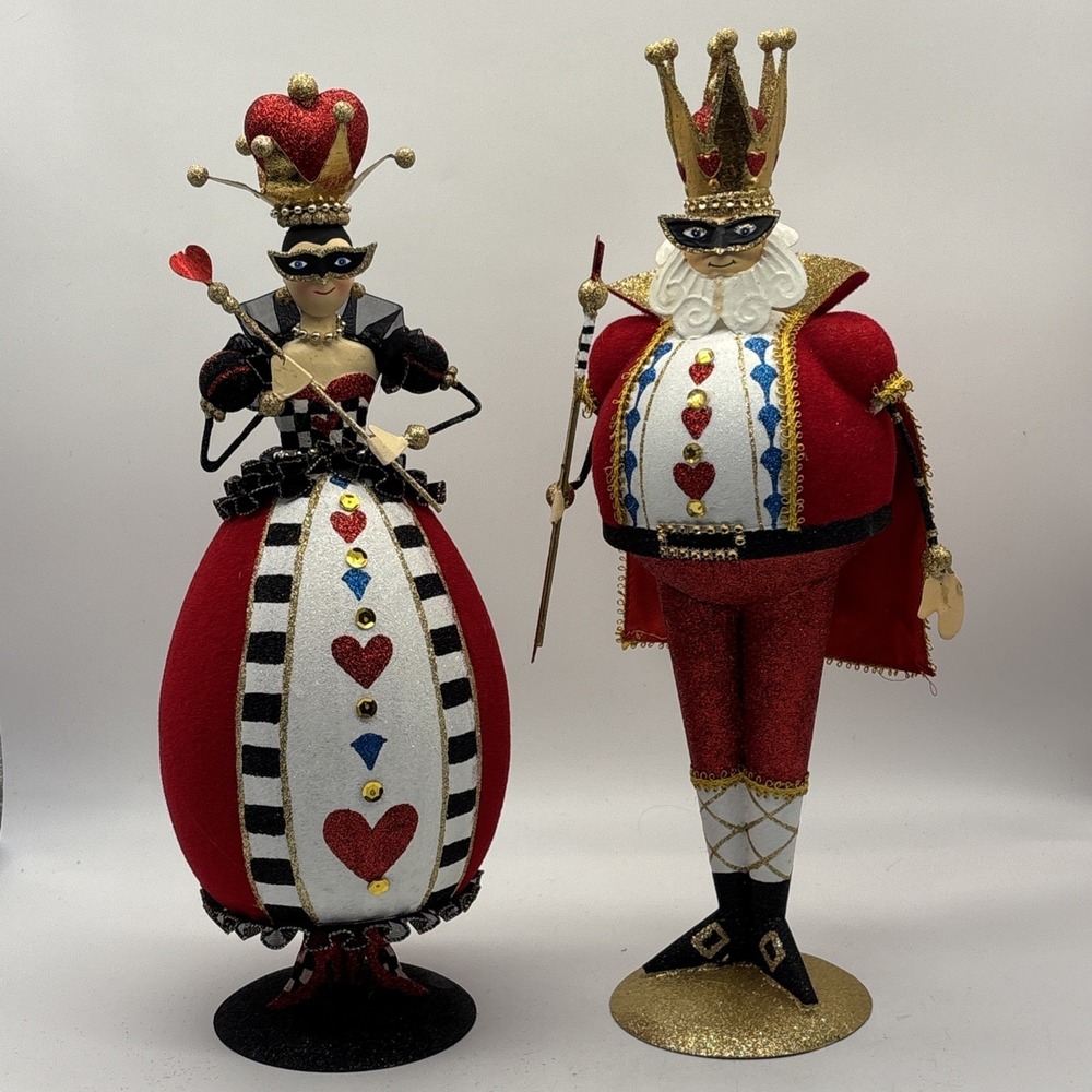 Set Of 2 PIER 1 IMPORTS King & Queen Of Hearts 16" Figures Valentines Mardi Gras
